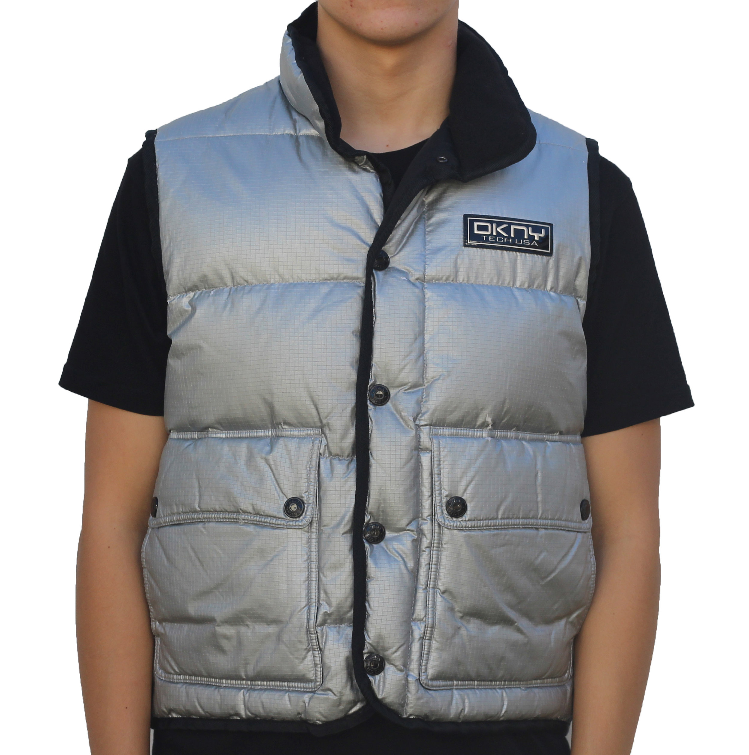 Vintage DKNY Tech Silver / 3M Vest (Size S) — Roots